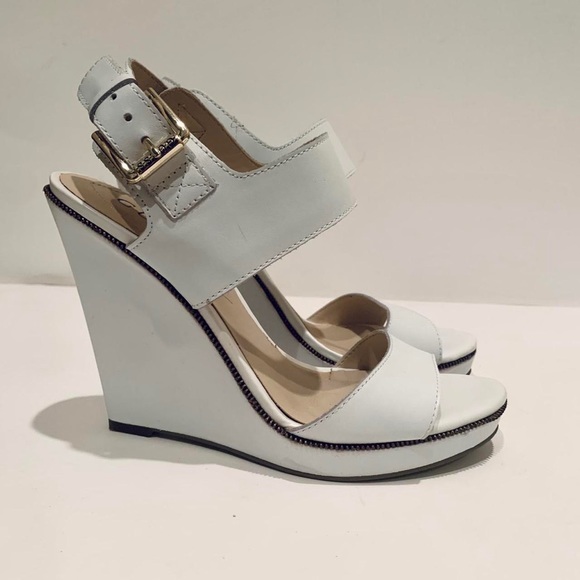 GUESS WHITE LEATHER WEDGE HEEL - Picture 4 of 5
